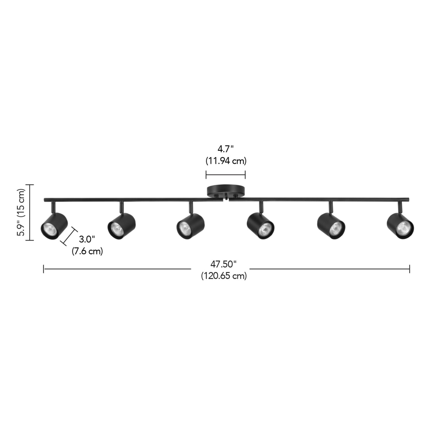 GLOBE Electric 64000167 47" 6-Light Foldable Track Lighting, Matte Black, Pivoting Track Heads, Ceiling Light, Home Improvement