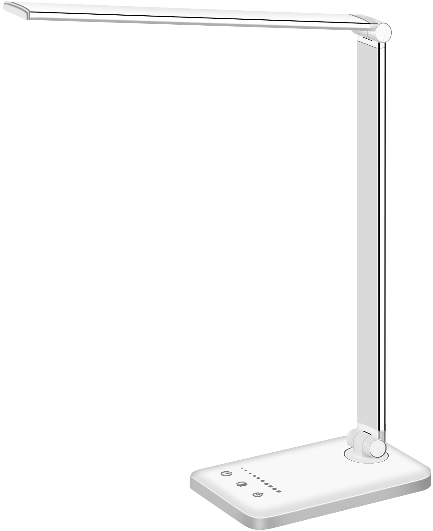White Crown LED Desk Lamp, Dimmable Reading Table Lamp with USB Charging Port, Touch Control, 5 Lighting Modes, 30/60 Min Timer (White)