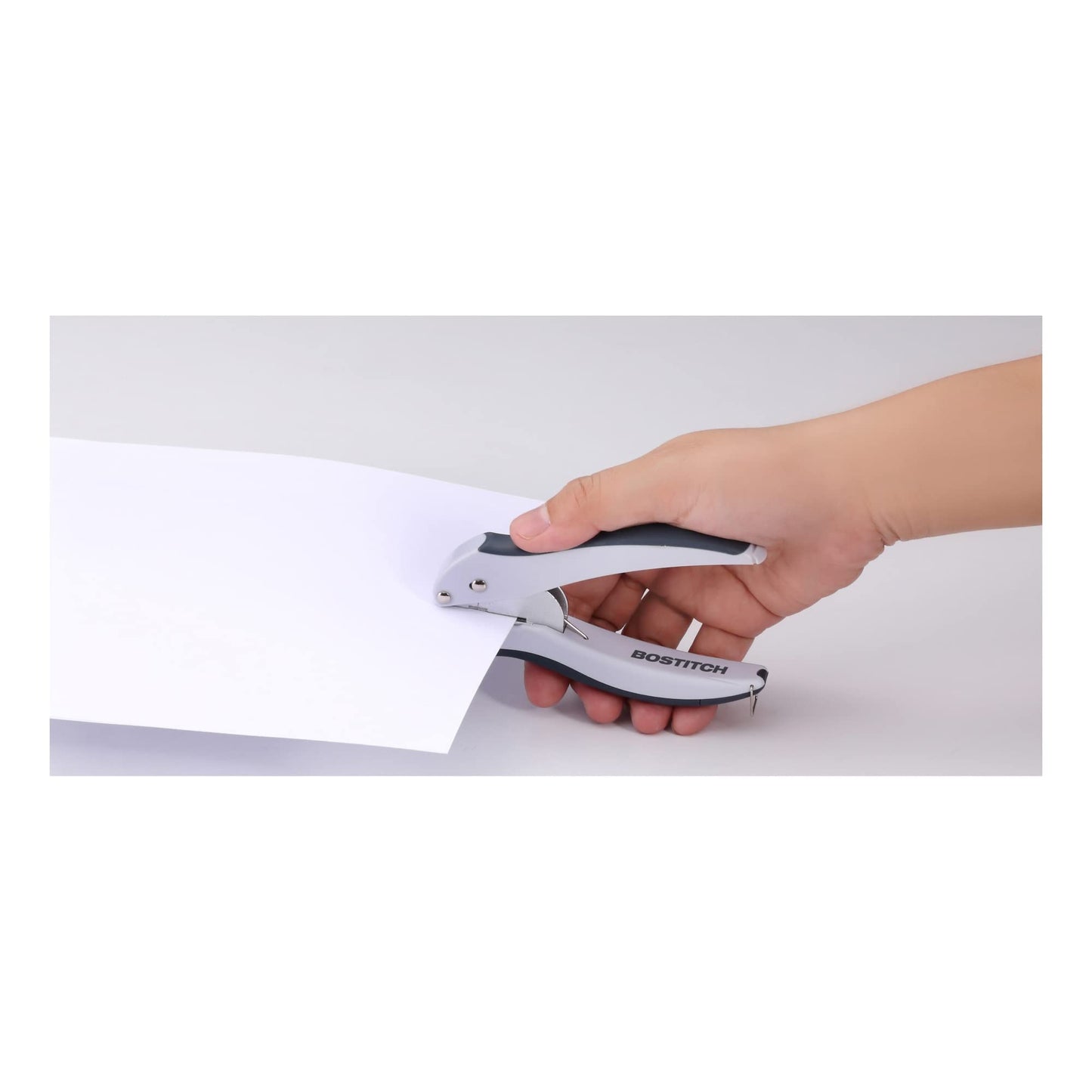 Bostitch Office EZ Squeeze One-Hole Punch, 10 Sheet Capacity, Lightweight, Gray/Blue (2402)