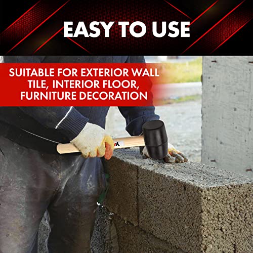 YIYITOOLS YY-2-005 Rubber Mallet Hammer With Wood Handle–8-oz, black