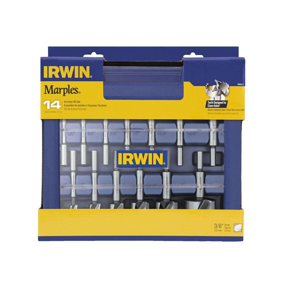 IRWIN Marples Forstner Bit Set, Wood Drill Bits, Made of Carbon Steel, Ideal for Fine Woodworking, Cabinet-making and more, 14 Pieces (1966893)