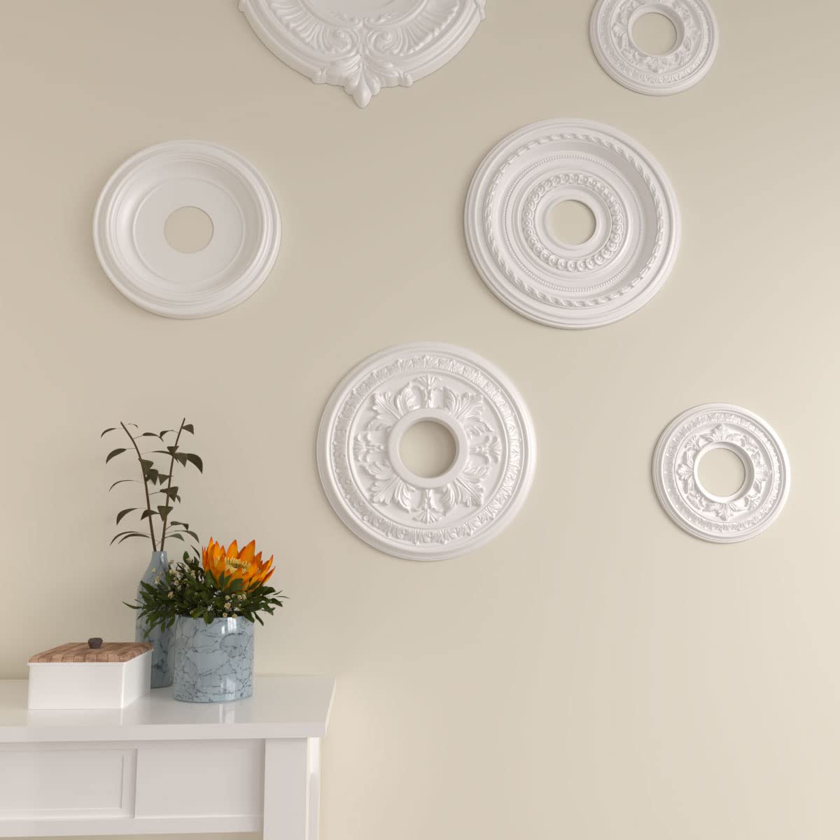 15 3/8"OD x 4 1/4"ID x 1 1/2"P Baltimore Ceiling Medallion (Fits Canopies up to 5 1/2")