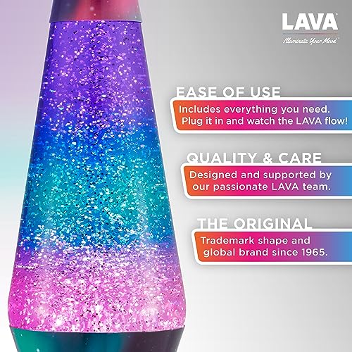 Lava® Lamp - 14.5" Polar Glimmer - The Original Motion Light - Silver Glitter, Multicolor Base and Globe - Item #2048 (Amazon Exclusive)