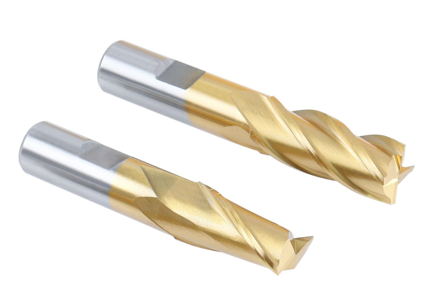 Accusize Industrial Tools 20-PC TiN-Coated H.S.S. End Mill Set, Inch Sizes 3/16" to 3/4", 2F and 4F, Straight Shank, Wood Case, 1810-0100