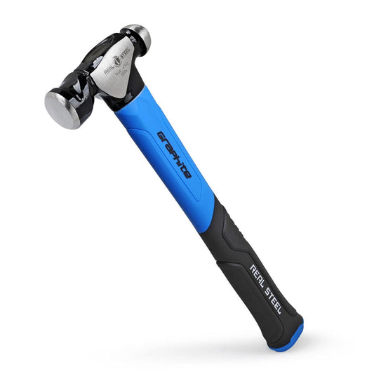 Real Steel Ball Peen Hammer 16oz, Metalworking Tool Forged Steel Head Ball Pein Hammer Jacketed Graphite 0504