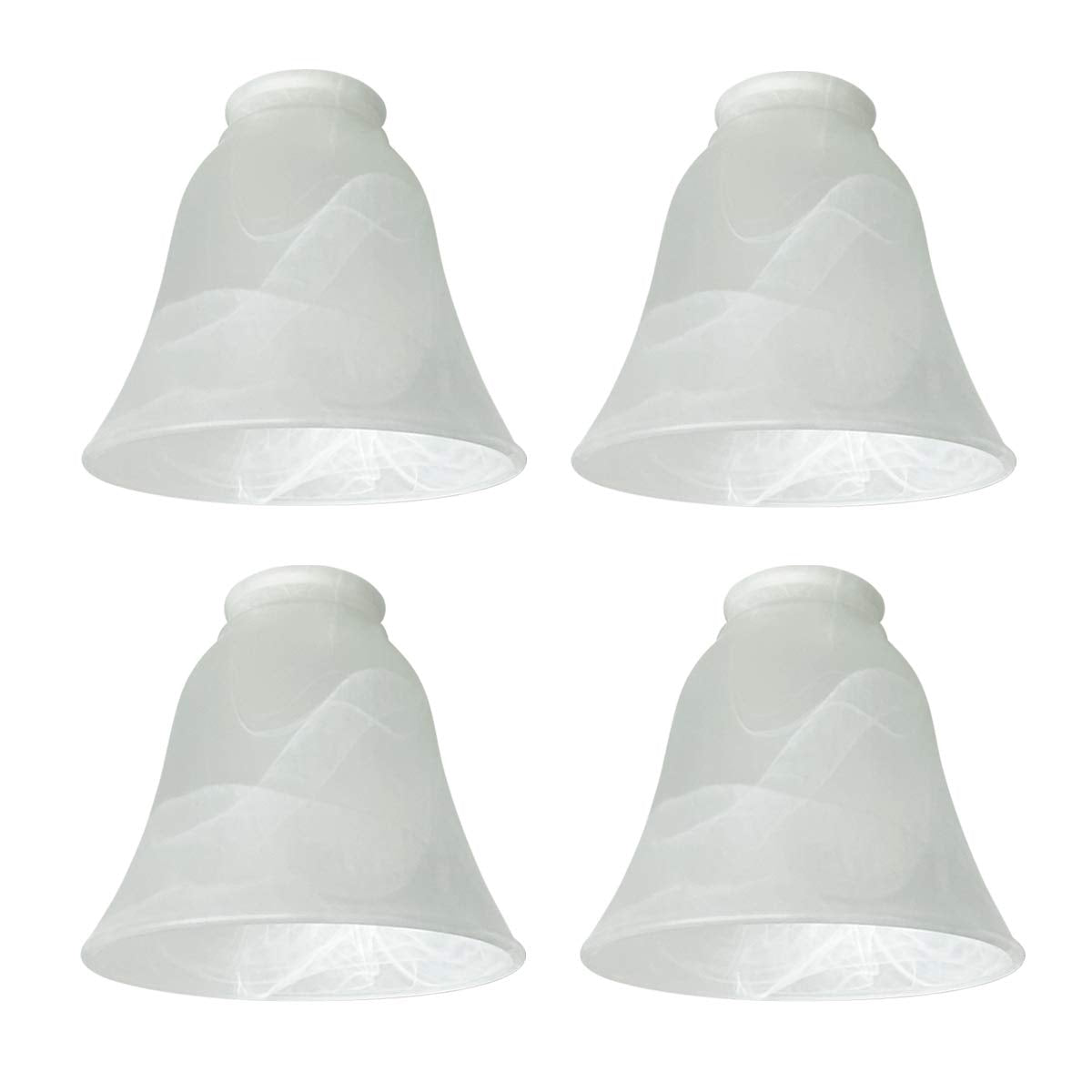 4 Pack Ceiling Fan Light Covers, Transitional Style Replacement Bell Shaped Glass Shade Ceiling Fan Replacement Globes (Alabaster, 4-3/4'')