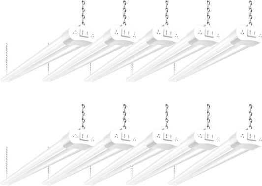 Hykolity 10 Pack 4FT Linkable LED Utility Light, 42W 4400LM 5000K Daylight, ETL, Garage/Workshop, Hanging or Surface Mount