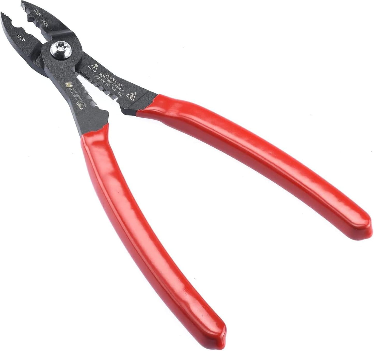 NEIKO 02037A 4-in-1 Wire Stripper & Pliers | Cutter, Crimper & Gripper for 12-20 AWG Wires | Insulated & Non-Insulated Electrical Tool