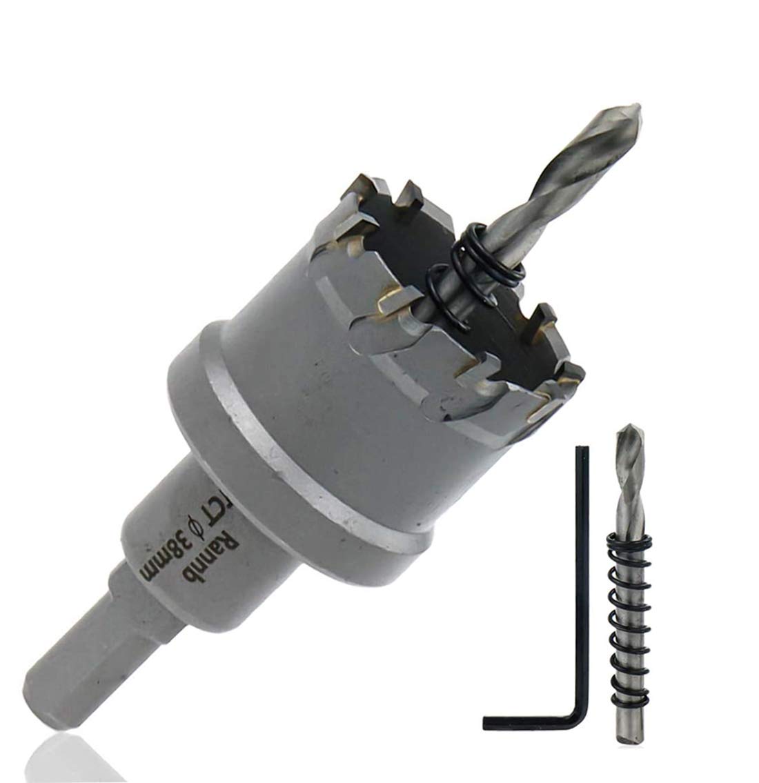 Rannb Hole Saw 1.5-inch/38mm Metal Hole Saw Carbide Tipped Hole Cutter with 2 Pilot Drill Bits for Cutting Stainless Steel Plate, Iron, Copper, Brass
