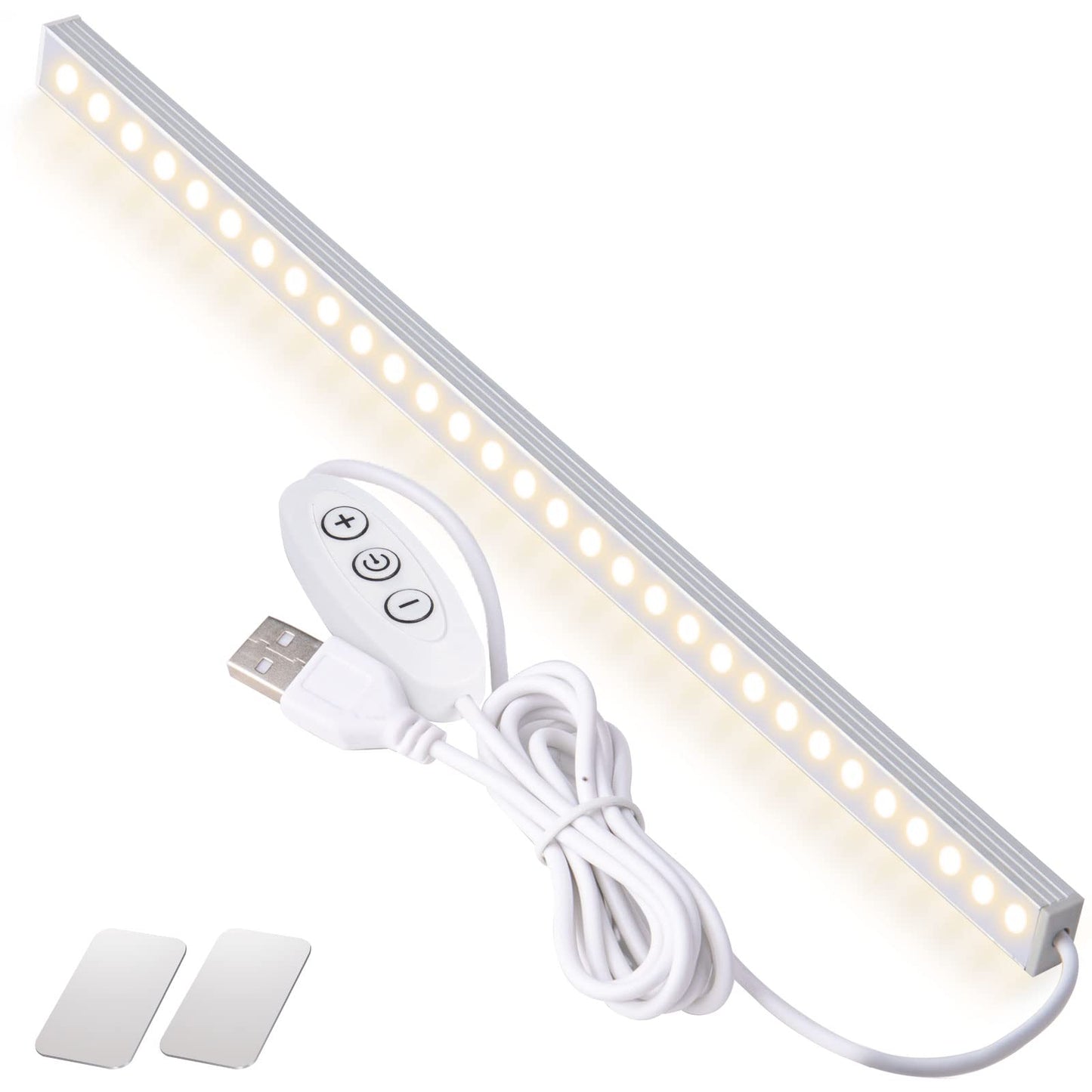 DWEPTU USB Powered Under Cabinet Lighting, 12" Tool-Free Mount Dimmable LED Strip for Pantry & Workspace