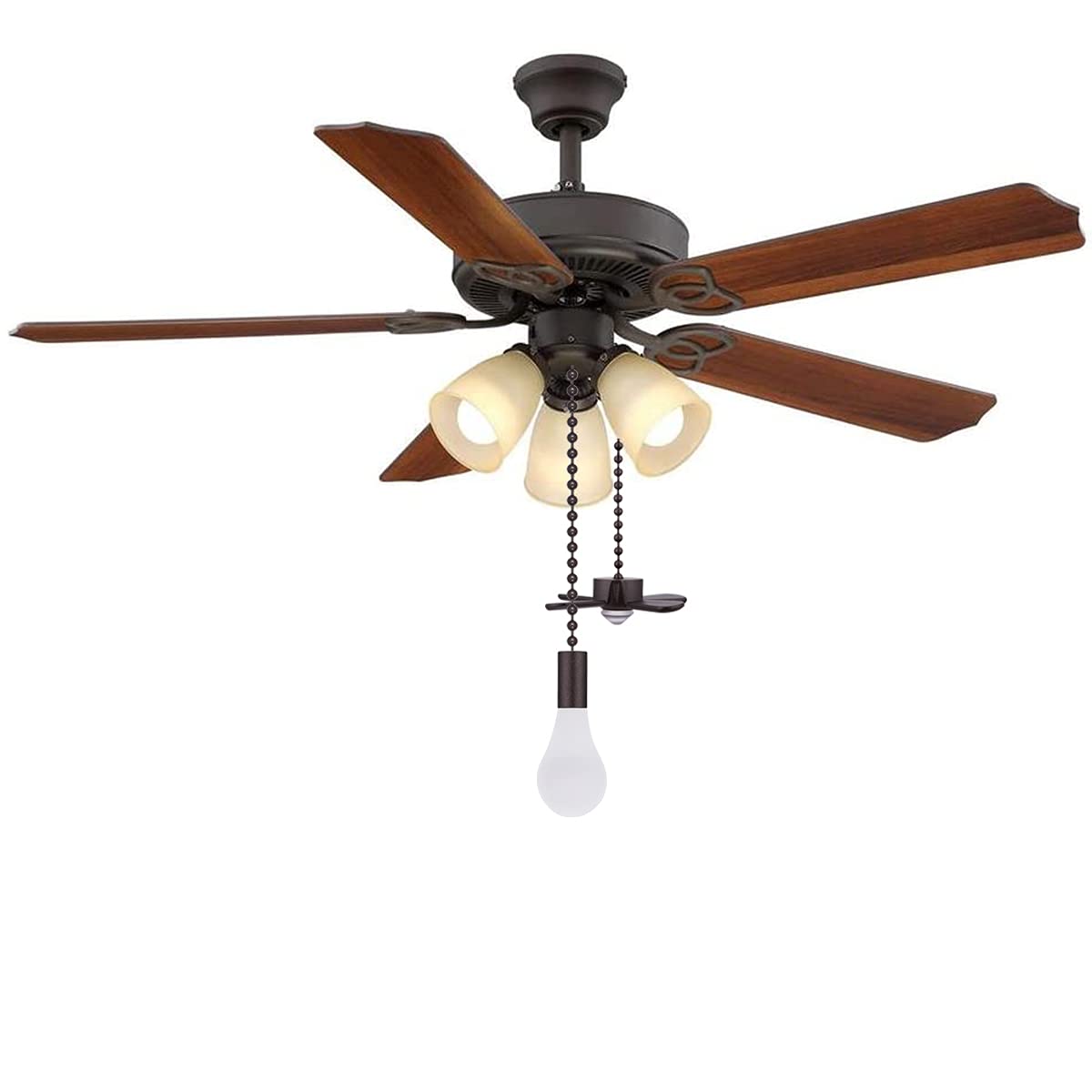 SmoTecQ Ceiling Fan Pull Chain Extender with Frosted Glass Bulb, Fits Standard 3mm Fans & Light Fixtures, ORB Finish