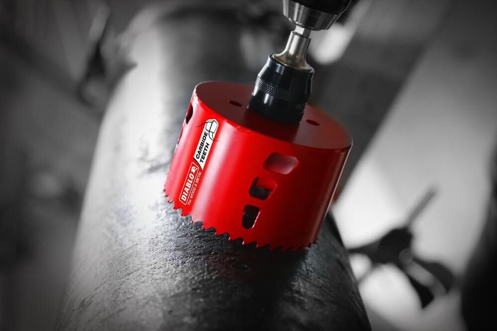 Diablo 2-3/8" Carbide Teeth Hole Saw for Wood & Metal, Snap-Lock Plus Mandrel, Tool-Free Plug Ejection DHS2375CT