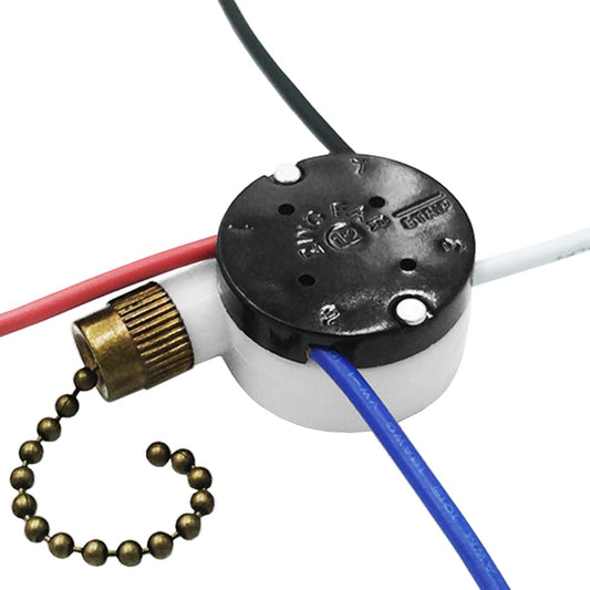 Zing Ear ZE-208s Ceiling Fan Pull Chain Switch, 3-Speed 4-Wire, Pre-Installed, Replacement for Hunter & Harbor Breeze Fans (Bronze)