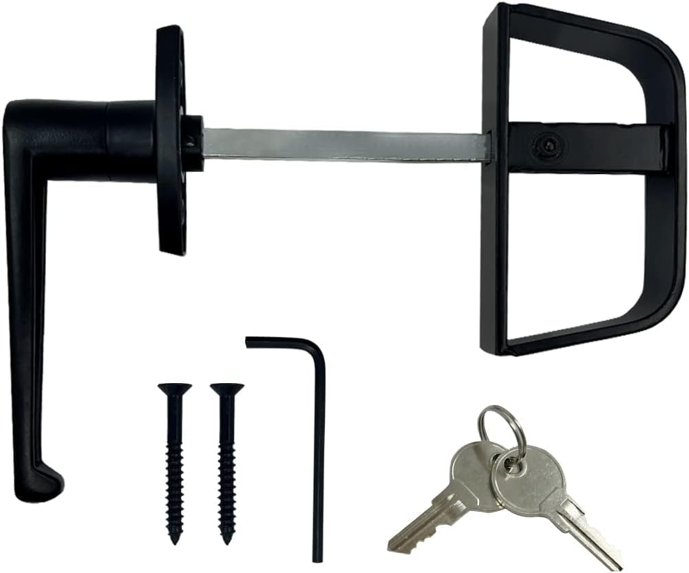 Lepoint L-Handle Lock Shed Door Latch Lock Kit with 2 Keys and 2 Screws, 5-1/2" Stem Barn Playhouse & Chicken Coop Door Lock