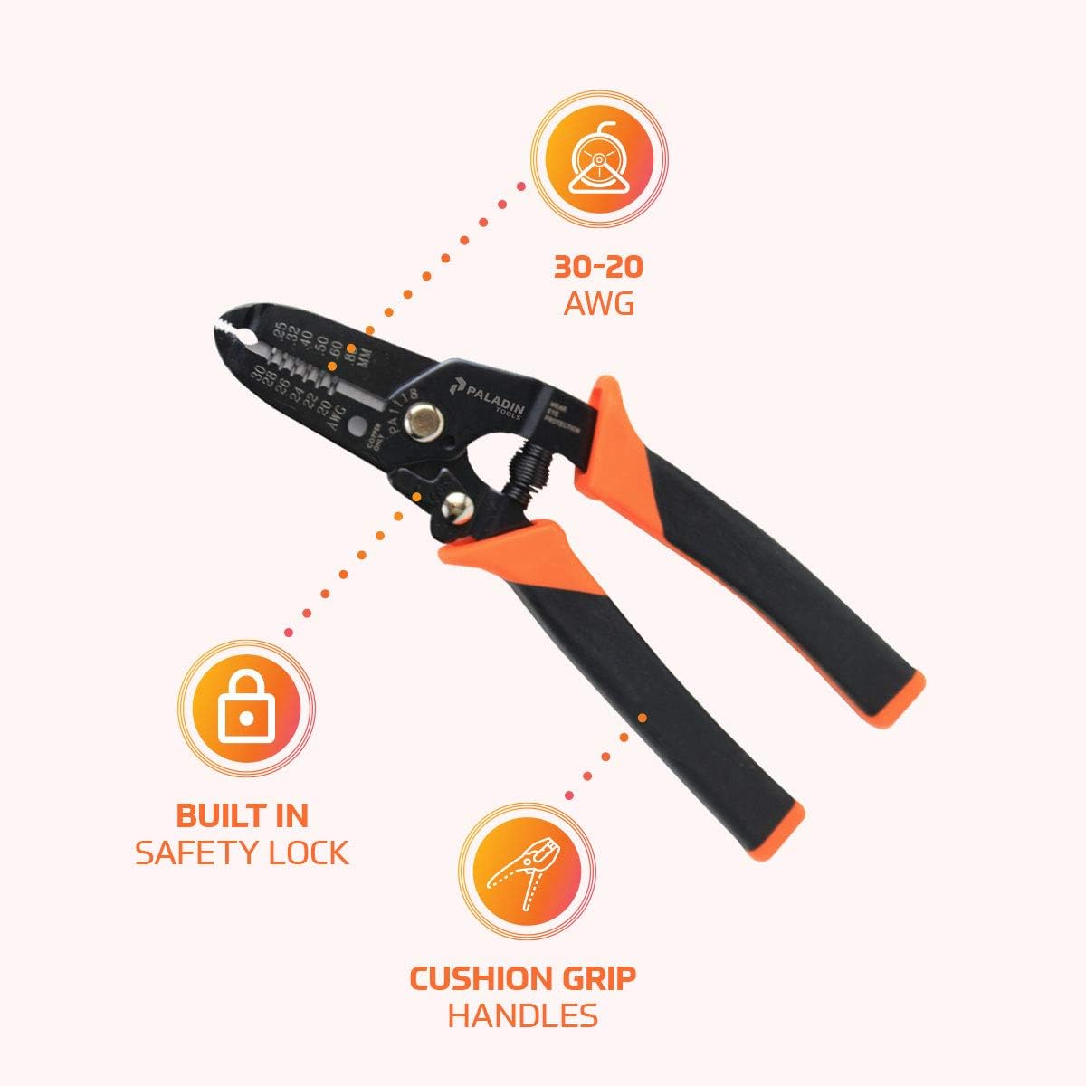 Paladin Tools PA1123 Wire Stripper Bundle, 22-10 AWG and 30-20 AWG (Orange, 30-20 AWG)