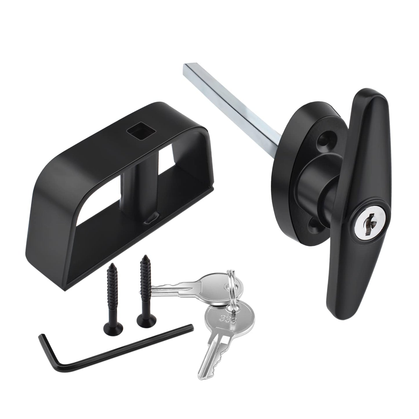 Shed Door T-Handle Lock Kit, 4½" Stem with 2 Keys for Storage Shed Door Barn Playhouse and Chicken Coop Door Lock Replacement (4-1/2 Inch Stem)
