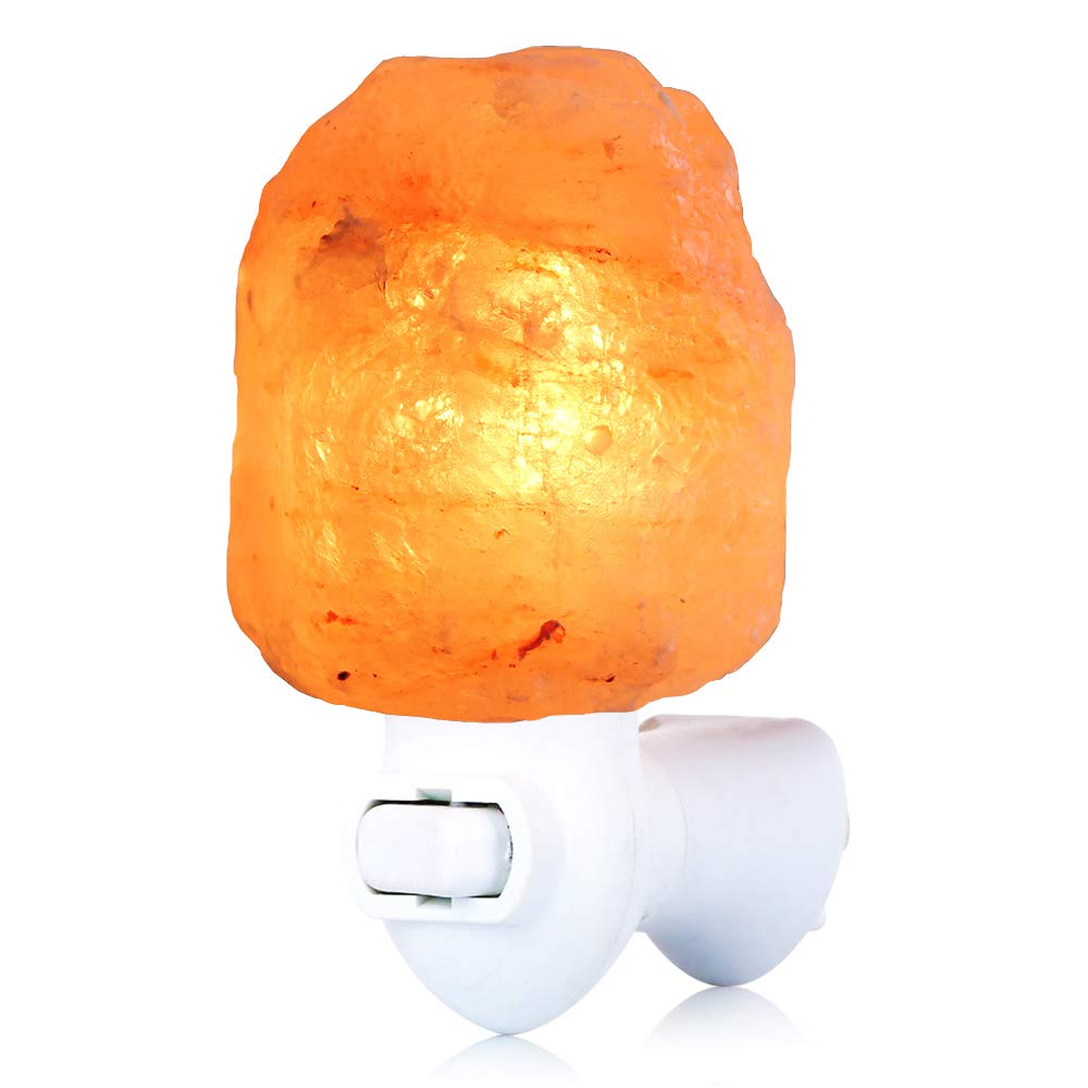 Pursalt Himalayan Salt Lamp Night Light, 360° Rotatable Wall Plug, Handcrafted Pink Crystal with 2 Extra Replacement Bulbs
