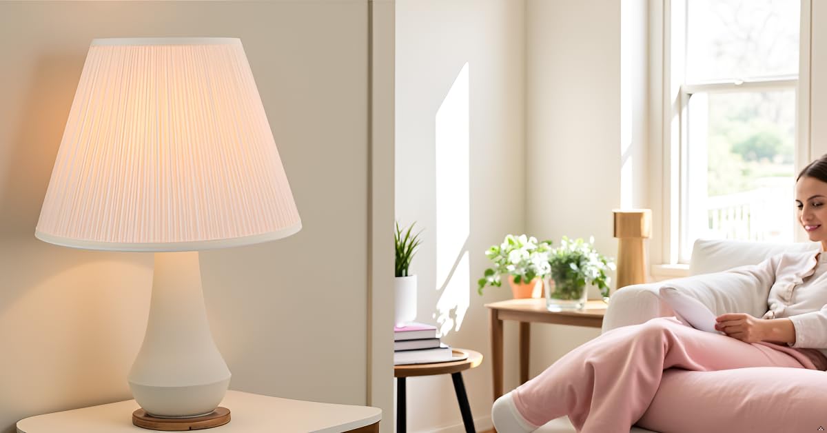 Aspen Creative 33055, Hardback Empire Transitional Spider Lamp Shade, Mushroom Pleated Pleated White, 7" Top x 13" Bottom x 10" Slant