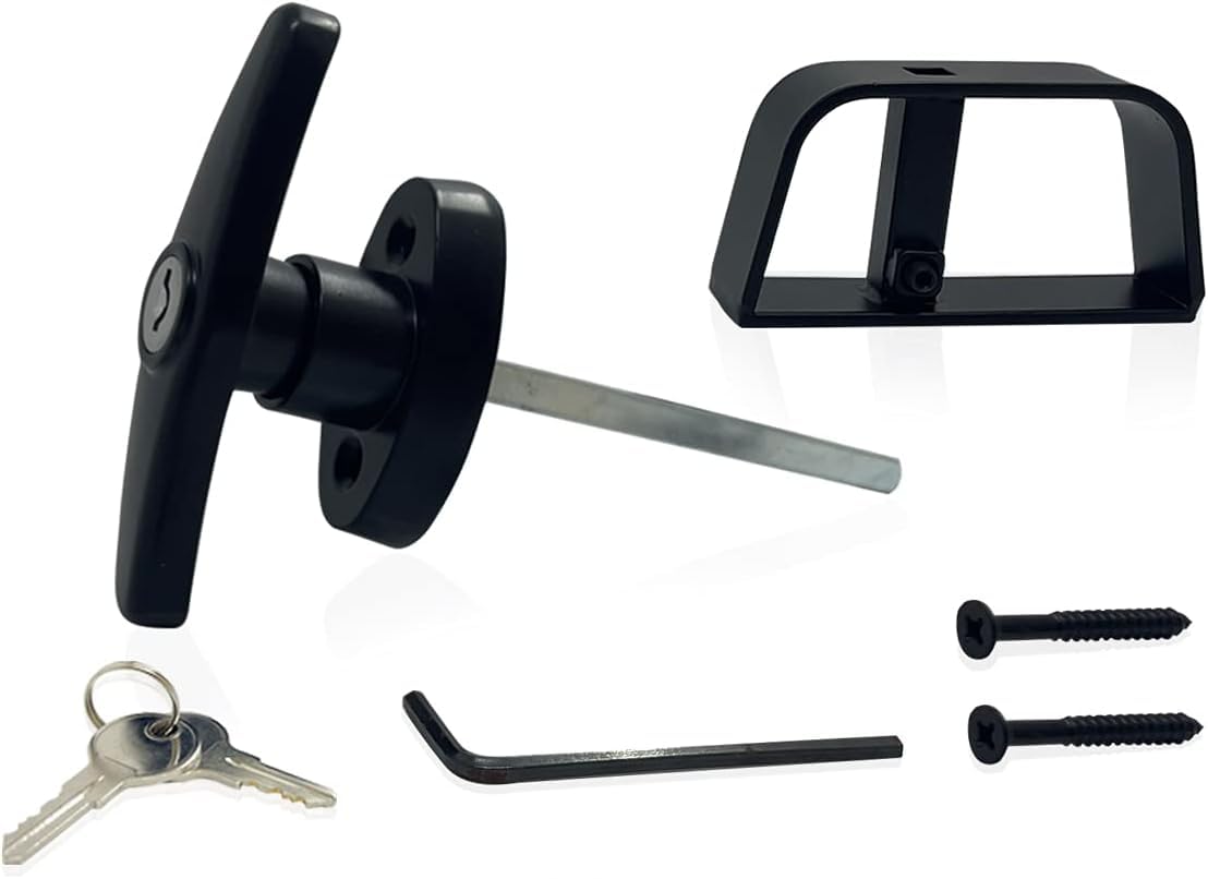 Lepoint T-Handle Lock Shed Door Latch Lock Kit with 2 Keys and 2 Screws, 4-1/2" Stem Barn Playhouse & Chicken Coop Door Lock