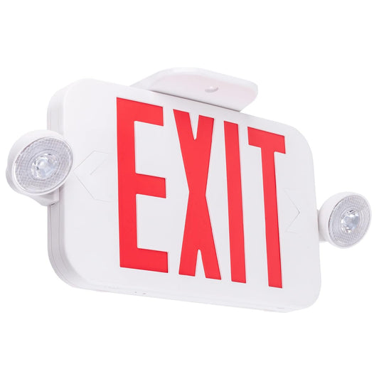 LIT-PaTH LED Exit Sign with 2 Adjustable Heads, Double Face, Backup Battery, UL 924 & CEC, 120-277V Emergency Lighting, 1-Pack