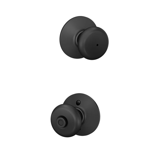 Schlage F40 PLY 622 Plymouth Door Knob, Bed & Bath Privacy Lock, Matte Black