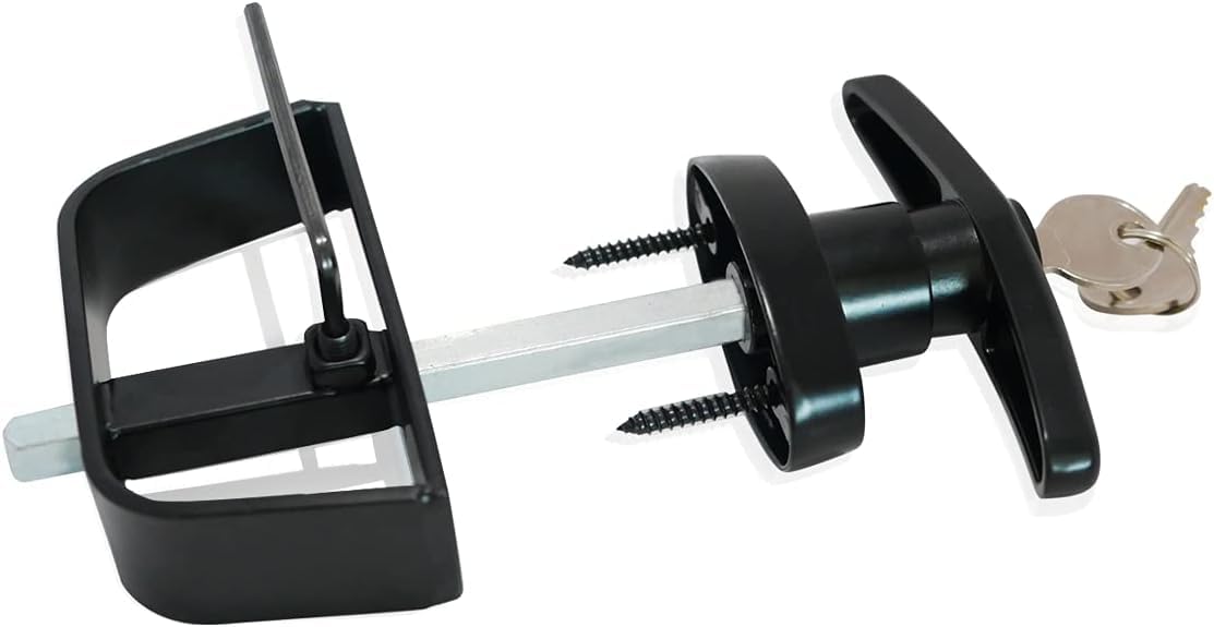 Lepoint T-Handle Lock Shed Door Latch Lock Kit with 2 Keys and 2 Screws, 5-1/2" Stem Barn Playhouse & Chicken Coop Door Lock