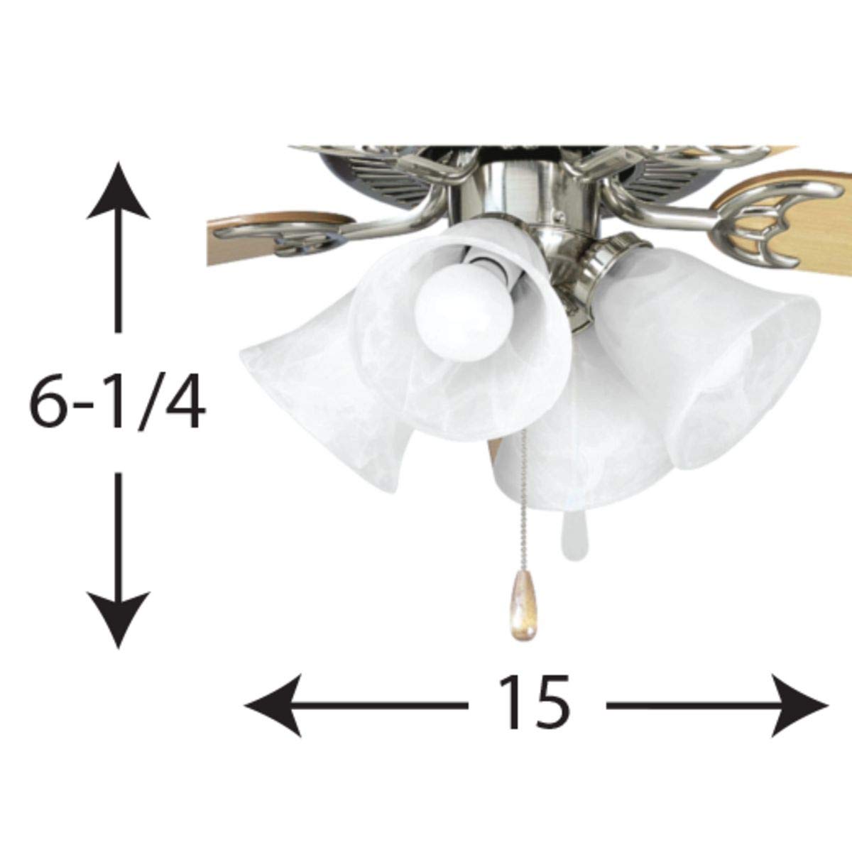 Progress Lighting AirPro Collection Four-Light Ceiling Fan Light, Brushed Nickel