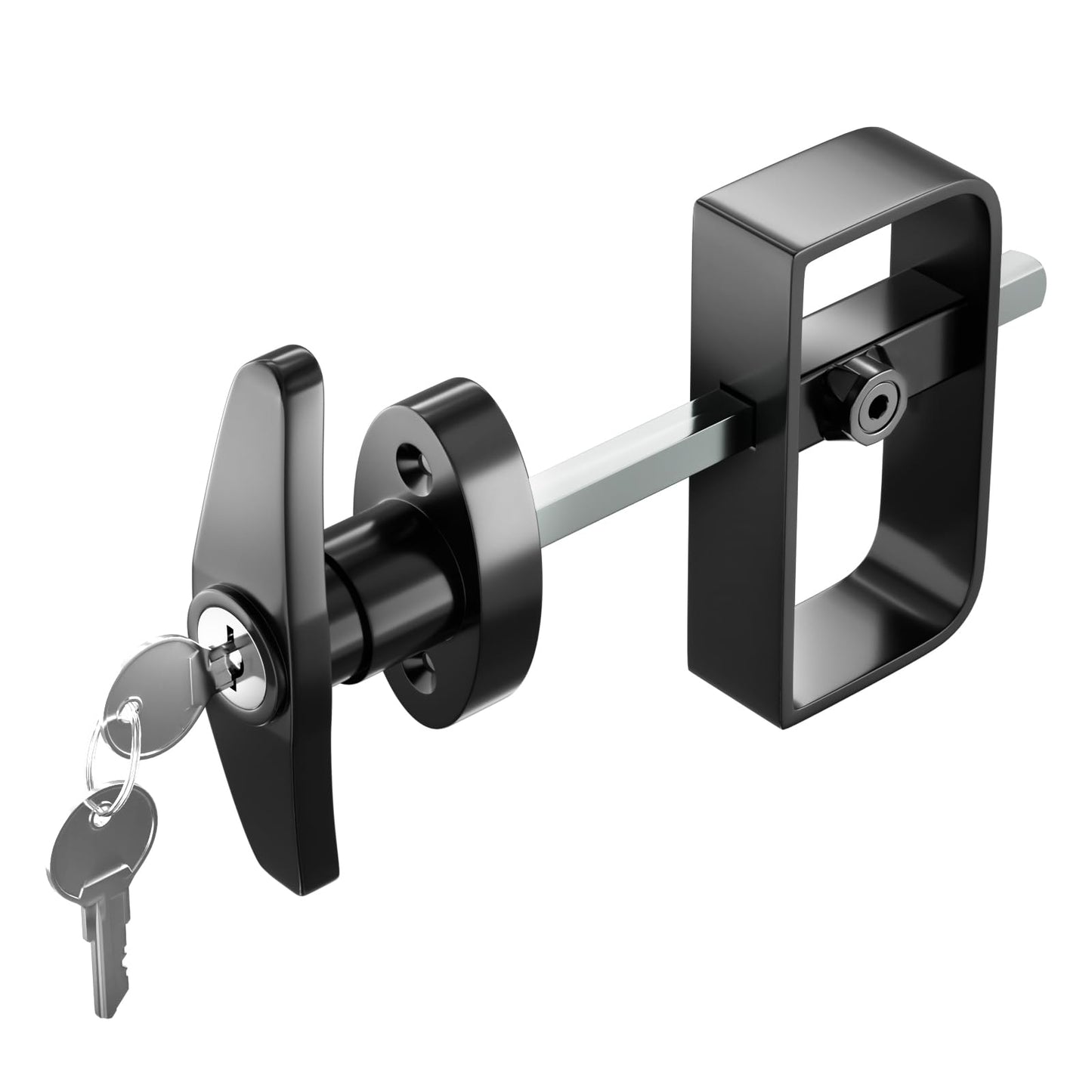 KABMOZ Shed Door Latch,2 Keys,Shed Door T Handle Lock,5-1/2" Steam,Storage Barn Shed Door Hardware Lock Set for Playhouses, Chicken Coops,Camper,Black