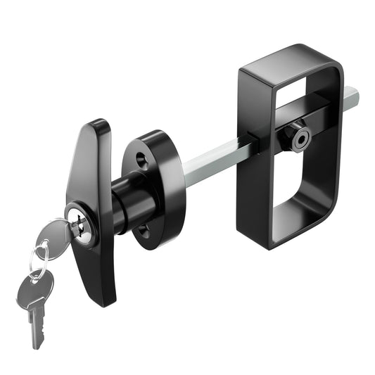 KABMOZ Shed Door Latch,2 Keys,Shed Door T Handle Lock,5-1/2" Steam,Storage Barn Shed Door Hardware Lock Set for Playhouses, Chicken Coops,Camper,Black
