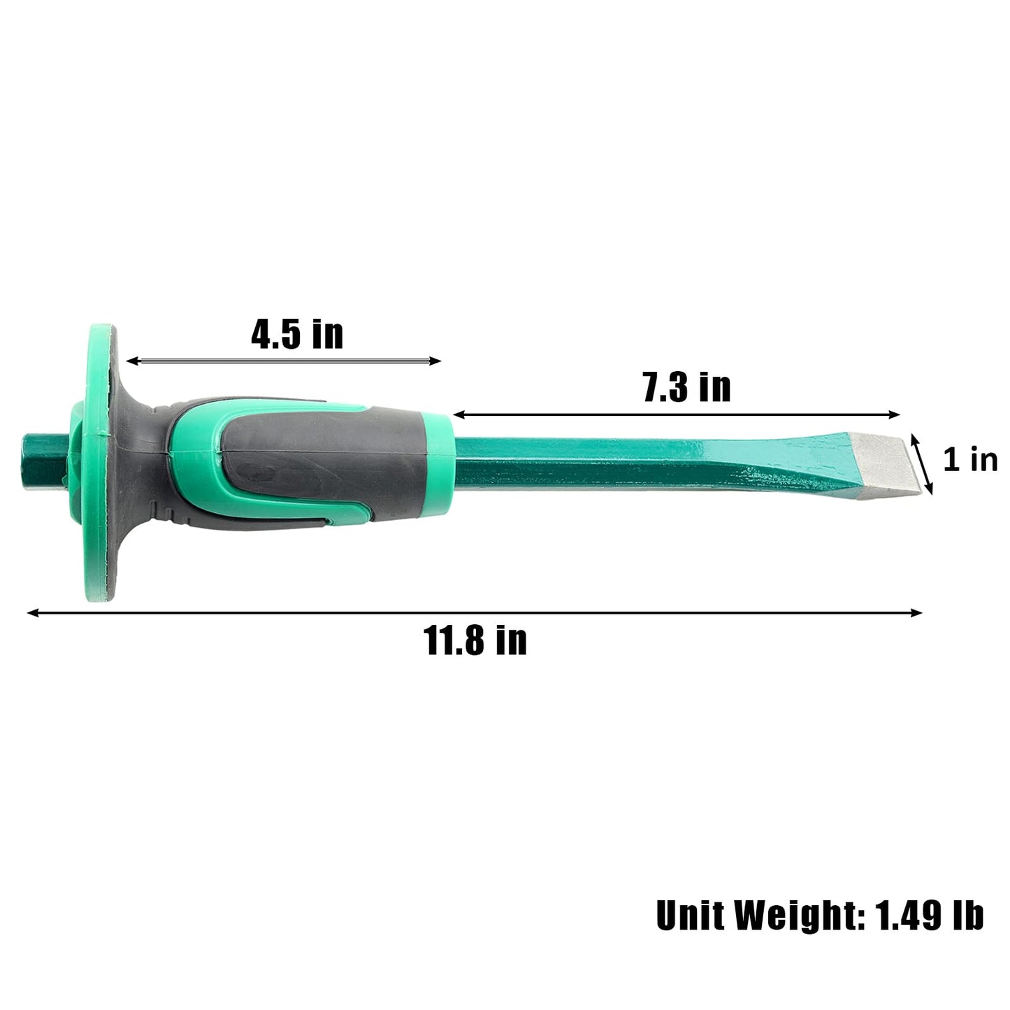 Genubi 12" Masonry Chisel with Hand Guard – Heavy Duty Flat End Concrete, Stone & Mortar Chisel for Demolishing, Carving & Splitting
