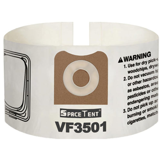 SpaceTent 6 Pack VF3501 Replacement Bags, compatible with Ridgid 3, 4 and 4.5 Gallon Shop Vac, Rigid Size C Vacuum Bags, 23738, WS32045F