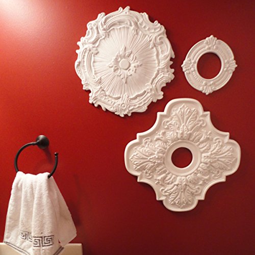 Ekena Millwork CM11BN Benson Ceiling Medallion, 11 1/8"OD x 6 1/8"ID x 5/8"P, Factory Primed