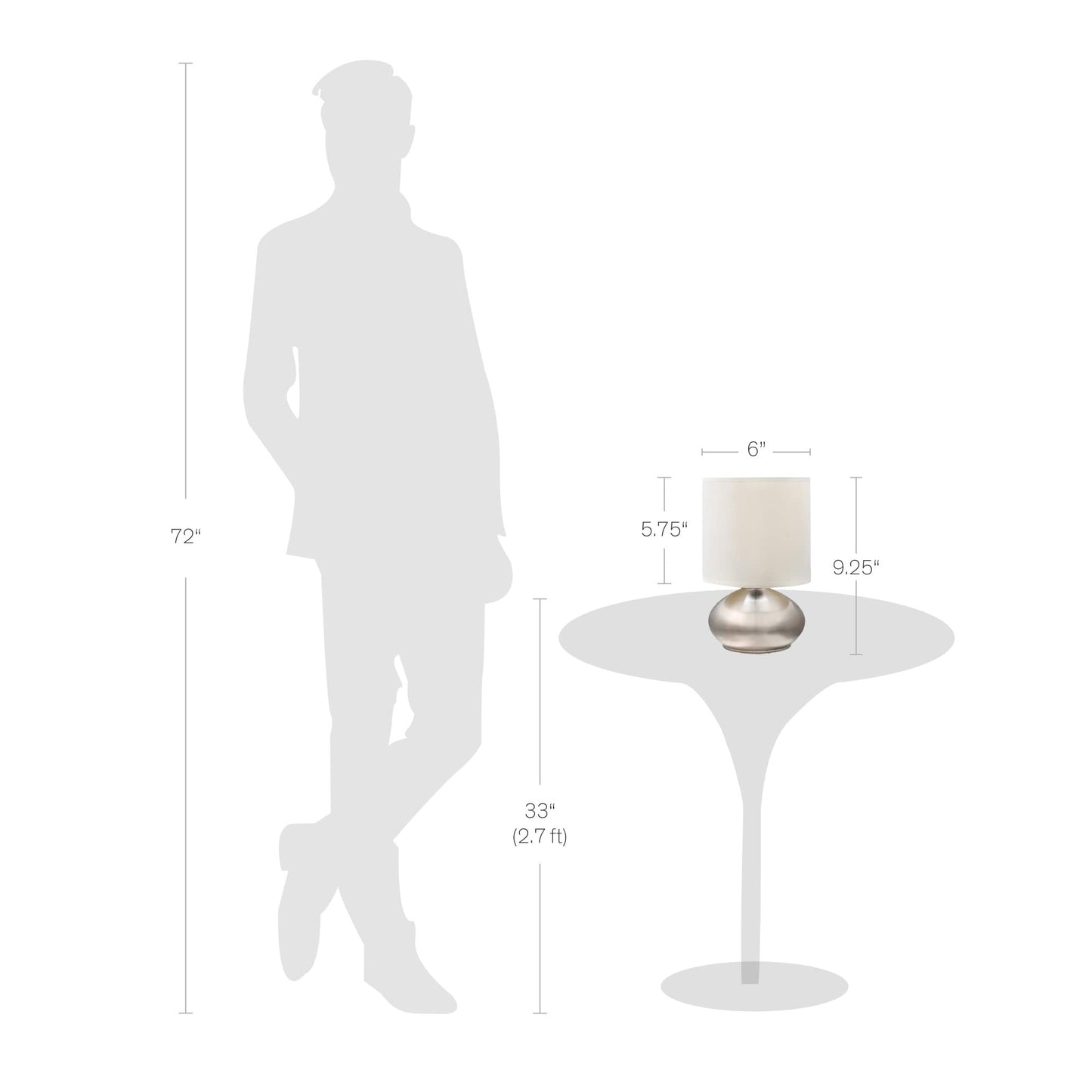 Catalina Lighting 21403-000 Transitional 2 Pack Matching Small Touch Table Lamp Set, 9.25", Brushed Nickel