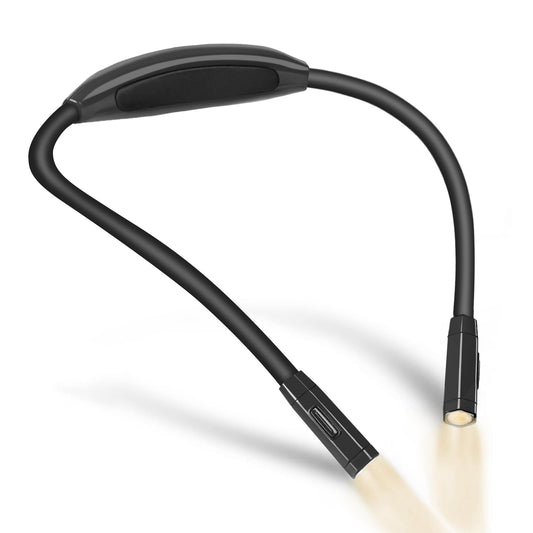 Vekkia Lightweight Neck Reading Light, 3 Colors & 9 Brightness Levels, Rechargeable Hands-Free Lamp for Bed, Crafts & Hobbies