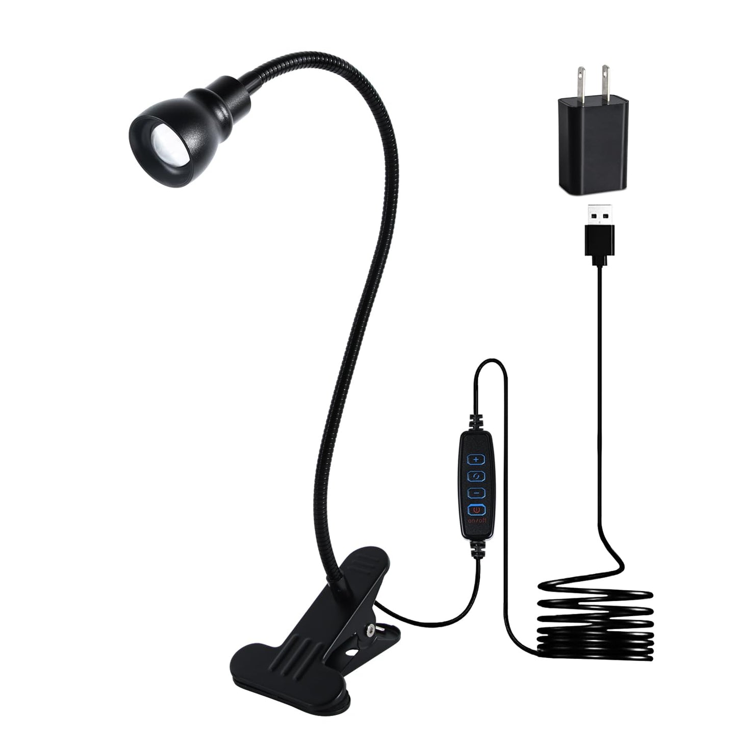 CeSunlight Zoomable Clip-On Reading Light – Dimmable 3-Color Temp, 10 Brightness Levels, Adjustable Beam, Clamp for Dorm/Bed