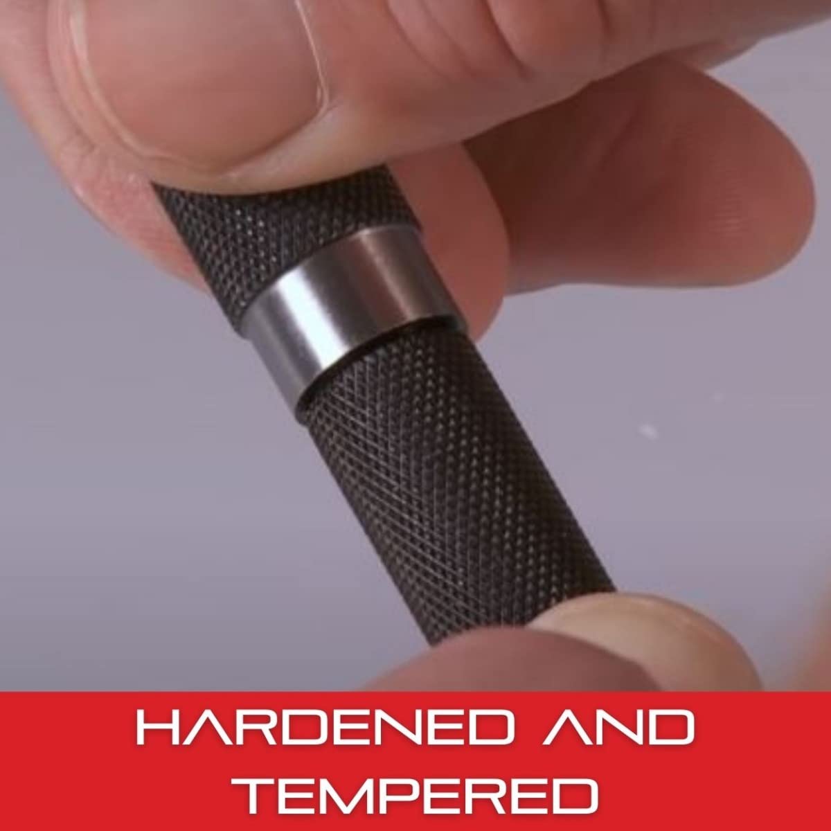Starrett Steel Center Punch with Round Shank and Knurled Finger Grip - Hardened and Tempered, 4" Length, 1/8" Diameter Tapered - 117C