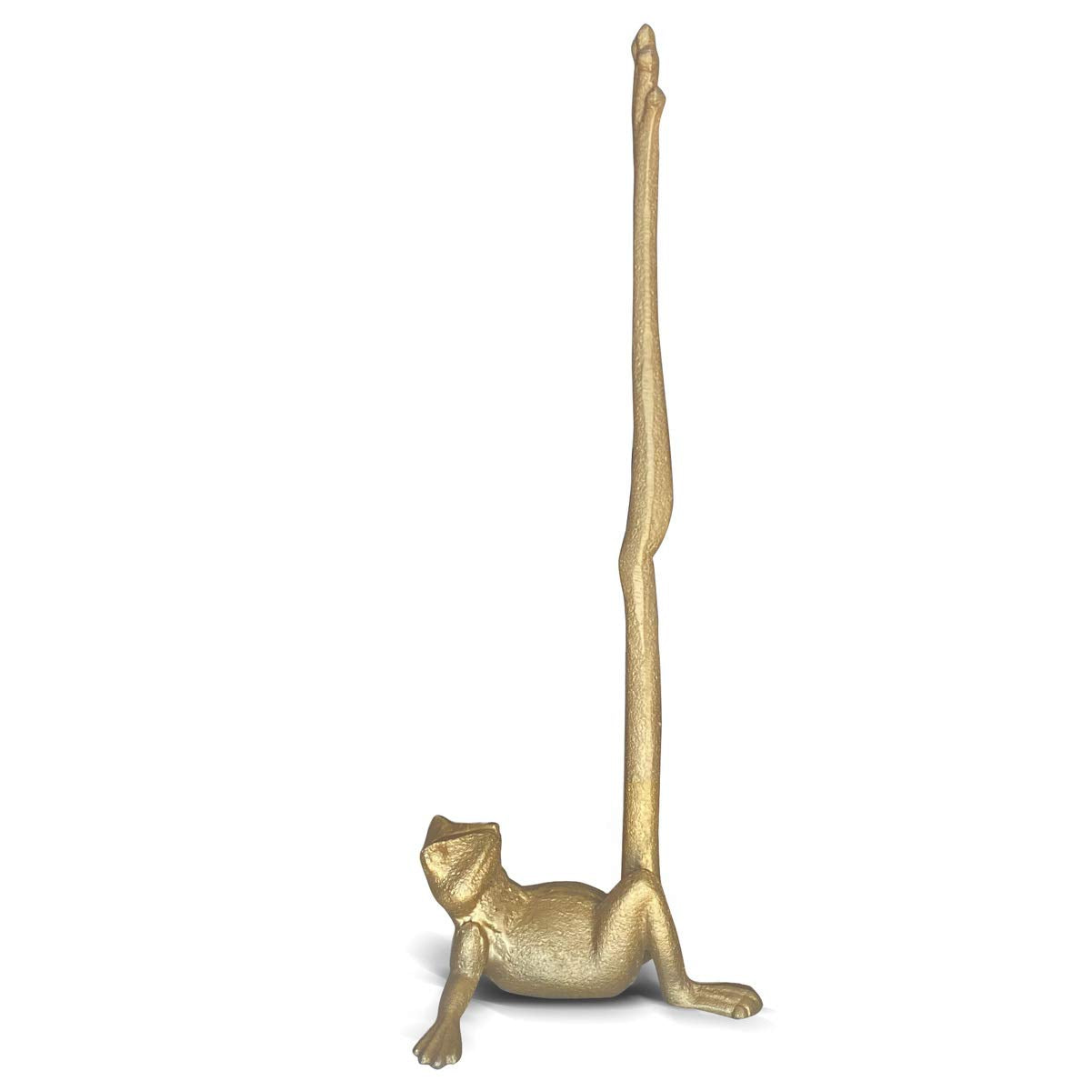 WallCharmers Gold Paper Towel Holder, Metal Toilet or Kitchen Paper Holder for Floor or Countertop, Gold Frog