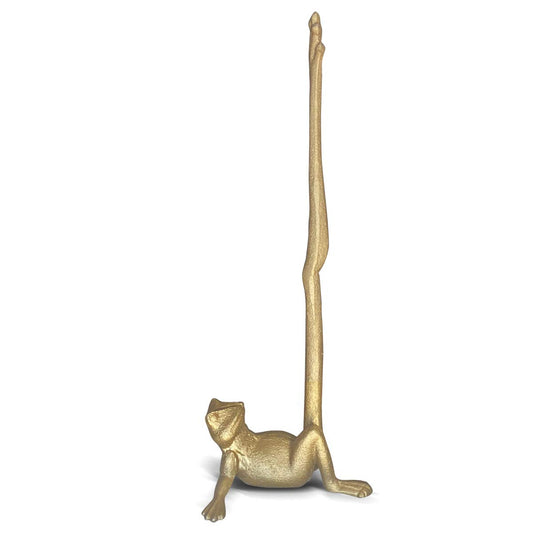 WallCharmers Gold Paper Towel Holder, Metal Toilet or Kitchen Paper Holder for Floor or Countertop, Gold Frog