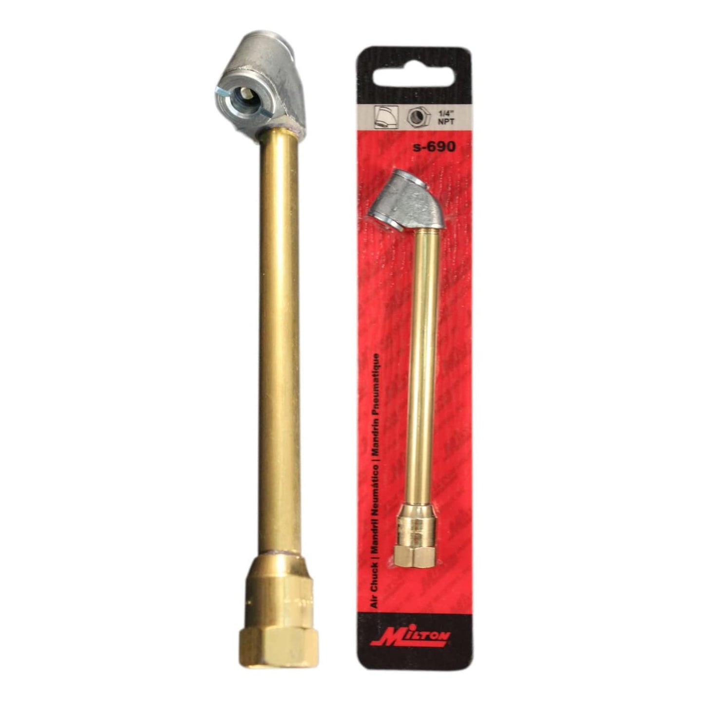 Dual-Head Air Chuck, 1/4" FNPT, Tire Air Chuck for Tire Inflator Gauge and Air Compressor, S-690 (Pack of 10)