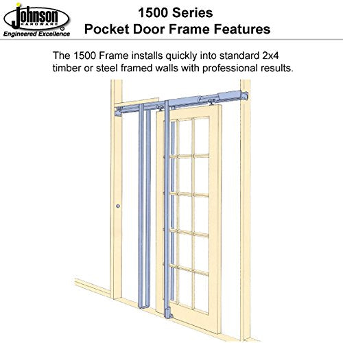 Johnson Hardware 1500 Soft Close Series Commercial Grade Pocket Door Frame for 2x4 Stud Wall (32 inch x 80 inch)
