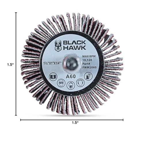 BHA Aluminum Oxide Shank Mounted Flap Wheels, 1-1/2” x 1” x 1/4”, 80 Grit - 5 Pack