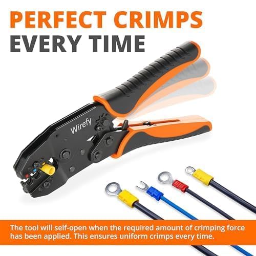 Wirefy Ratcheting Wire Crimping Tool for Insulated Connectors 22-10 AWG | Electrical Crimp Pliers for Robust Terminal Connections