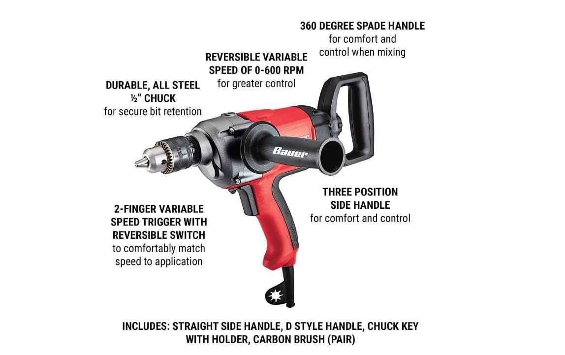 1/2 in. Heavy Duty Low Speed Spade Handle Drill/Mixer