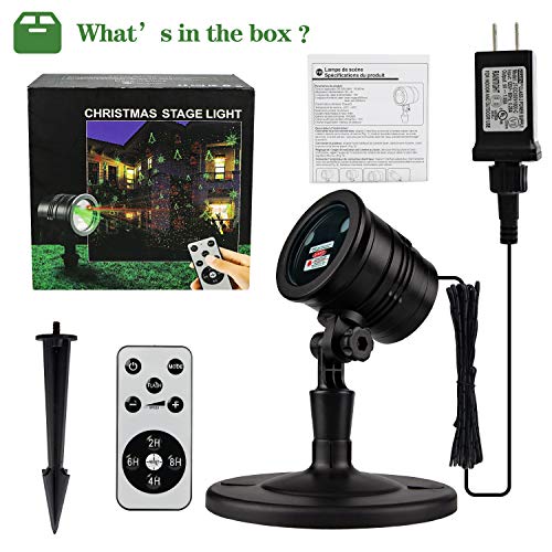 Christmas Projector Lights Outdoor – Red & Green Star Laser Spotlight with 360° Coverage, Wireless Remote for Garden, Patio & Wall Decor