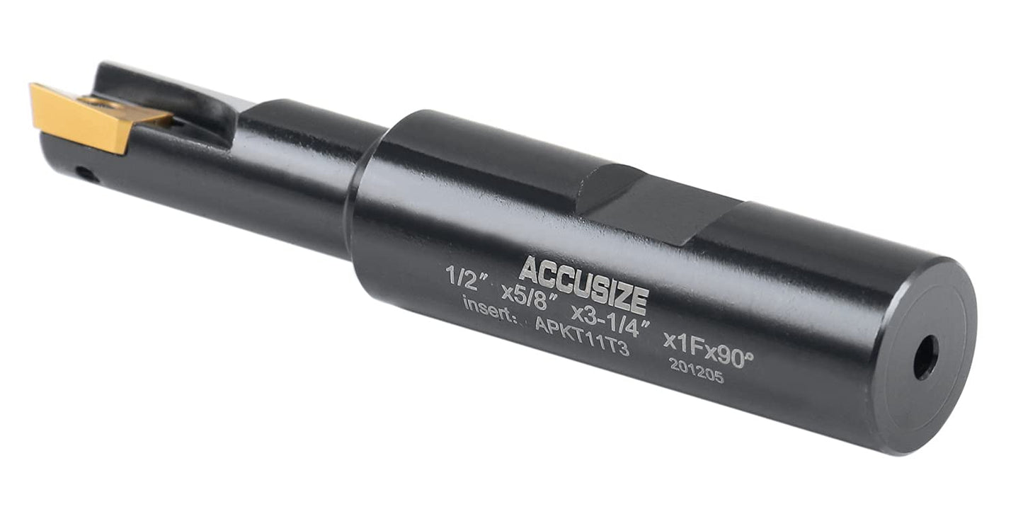 Accusize Industrial Tools 1/2'' 90 Deg Square Shoulder Indexable End Mill with Carbide Apkt11T3 Inserts, 0056-0913