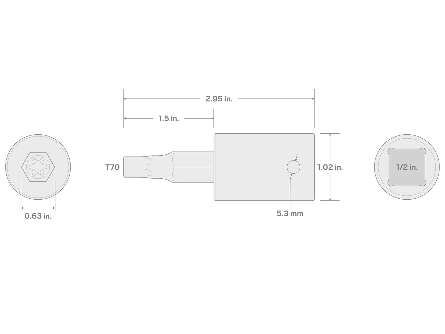 TEKTON 1/2 Inch Drive x T70 Torx Impact Bit Socket | SIB24270