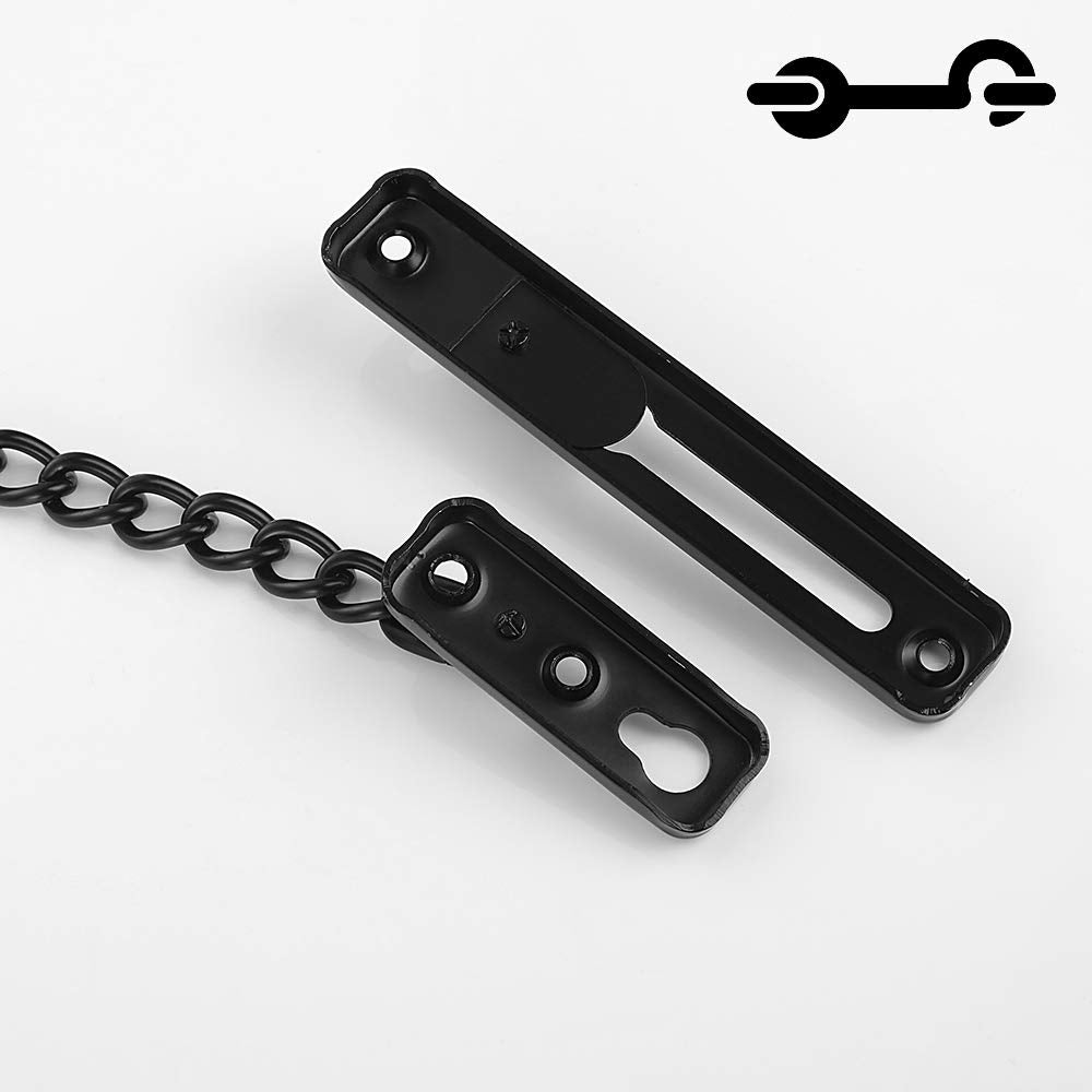 JQK Door Chain Lock Black, Stainless Steel Door Guard with Spring Anti-Theft Press Lock, Matte Black, HDC100-PB