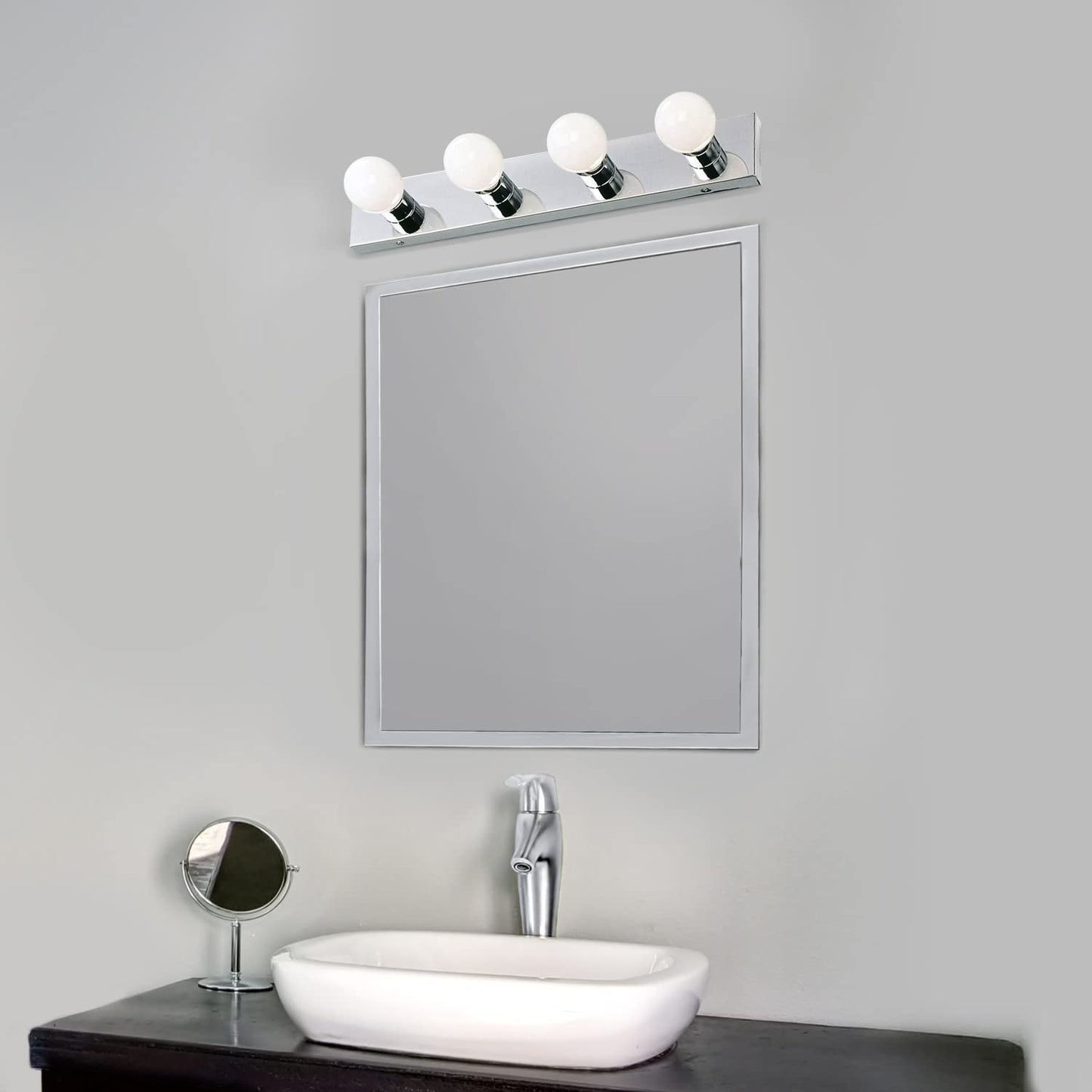 **Design House 4-Light Vanity Light, Polished Chrome Steel, Dimmable, Uses 4x60W Bulbs, 24" Wide (500892)**