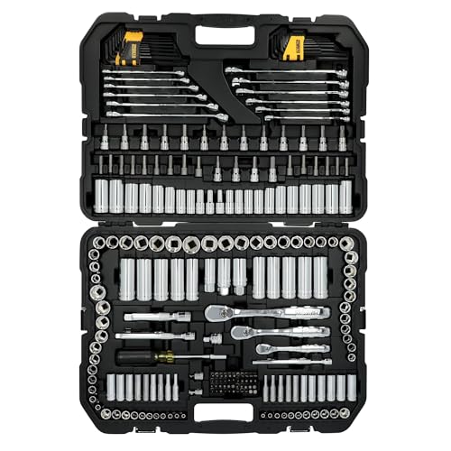 DEWALT 247-Piece Mechanic Tool Set, 1/4, 3/8 & 1/2 in. Drive, SAE Sockets, Ratchets, Wrenches & Hex Keys, Polished Chrome (DWMT81535)