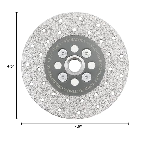 SHDIATOOL 4-1/2" Diamond Grinding Disc, 5/8-11 Arbor, Double-Sided Vacuum Brazed, Fast Cutting & Shaping for Marble & Ceramic, Grit 40/50